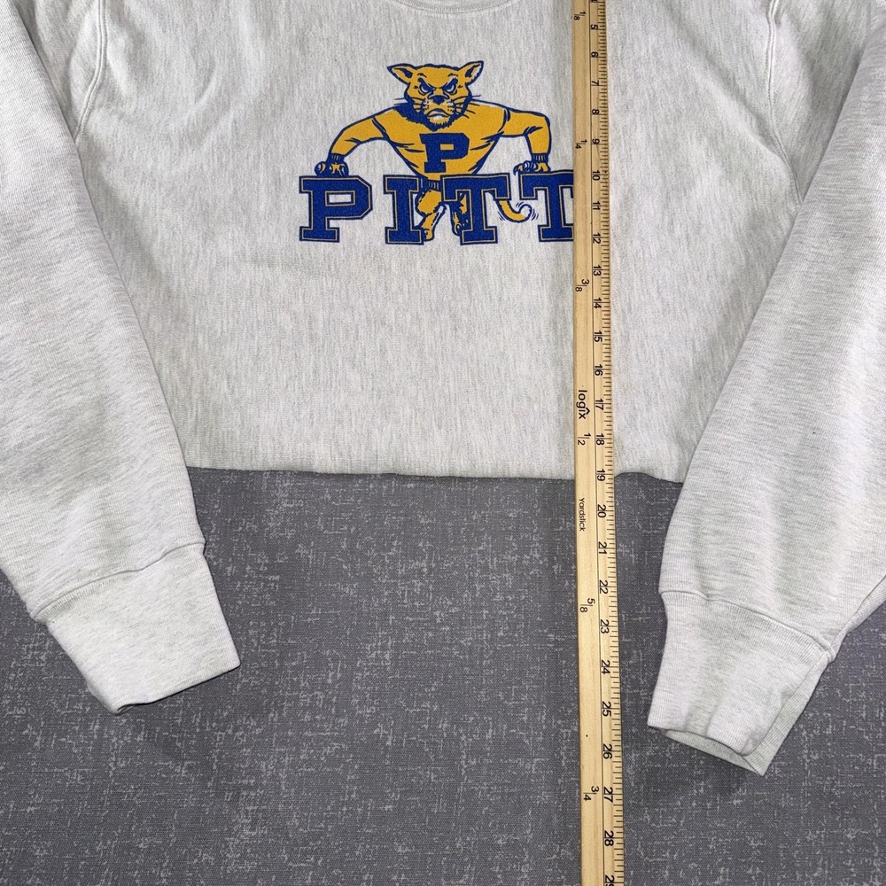 PITT Sweatshirt Mens XL Gray Pittsburgh Champion Reverse Weave Cropped Pullover - Picture 4 of 8